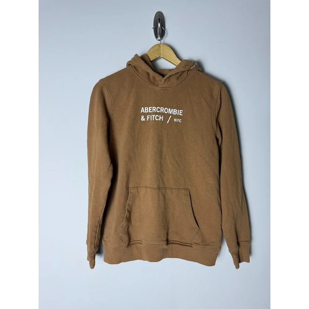 Y2K Abercrombie & Fitch Hoodie‎ Kids 15/16 Brown Pullover Long Sleeve Logo